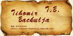 Tihomir Bačkulja vizit kartica